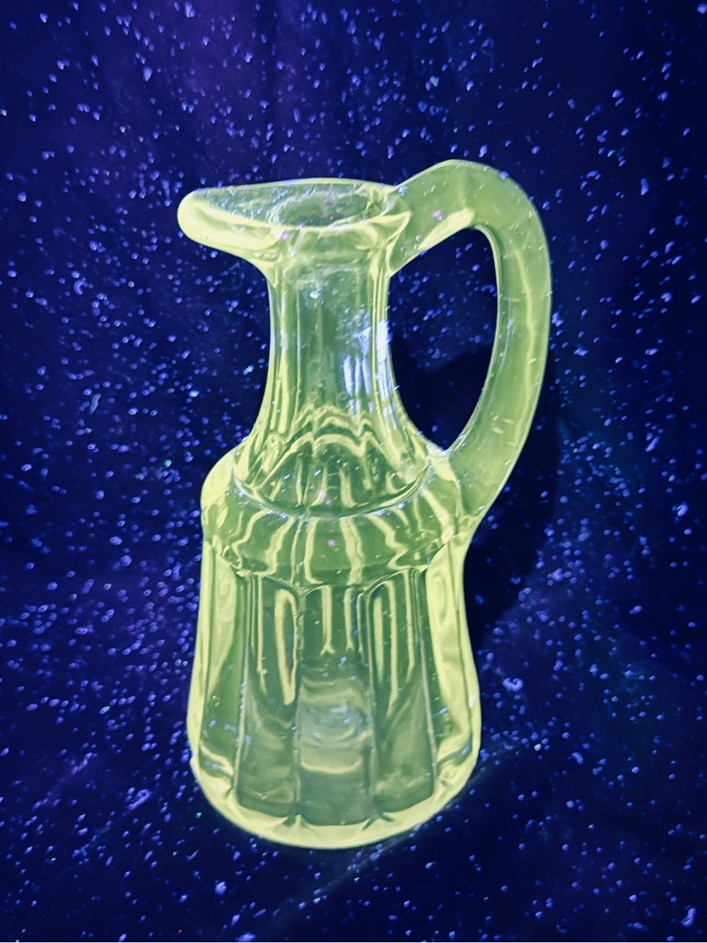 Vintage UV “Glow Glass” Vinegar/Oil Cruet Pitcher